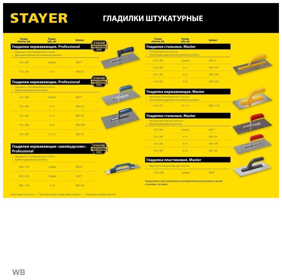 STAYER Expert 480 130х480 мм, 8х8 мм, зубчатая деревянная ручка, нержавеющая, Штукатурная гладилка, PROFESSIONAL (0803-08) - фотография № 3