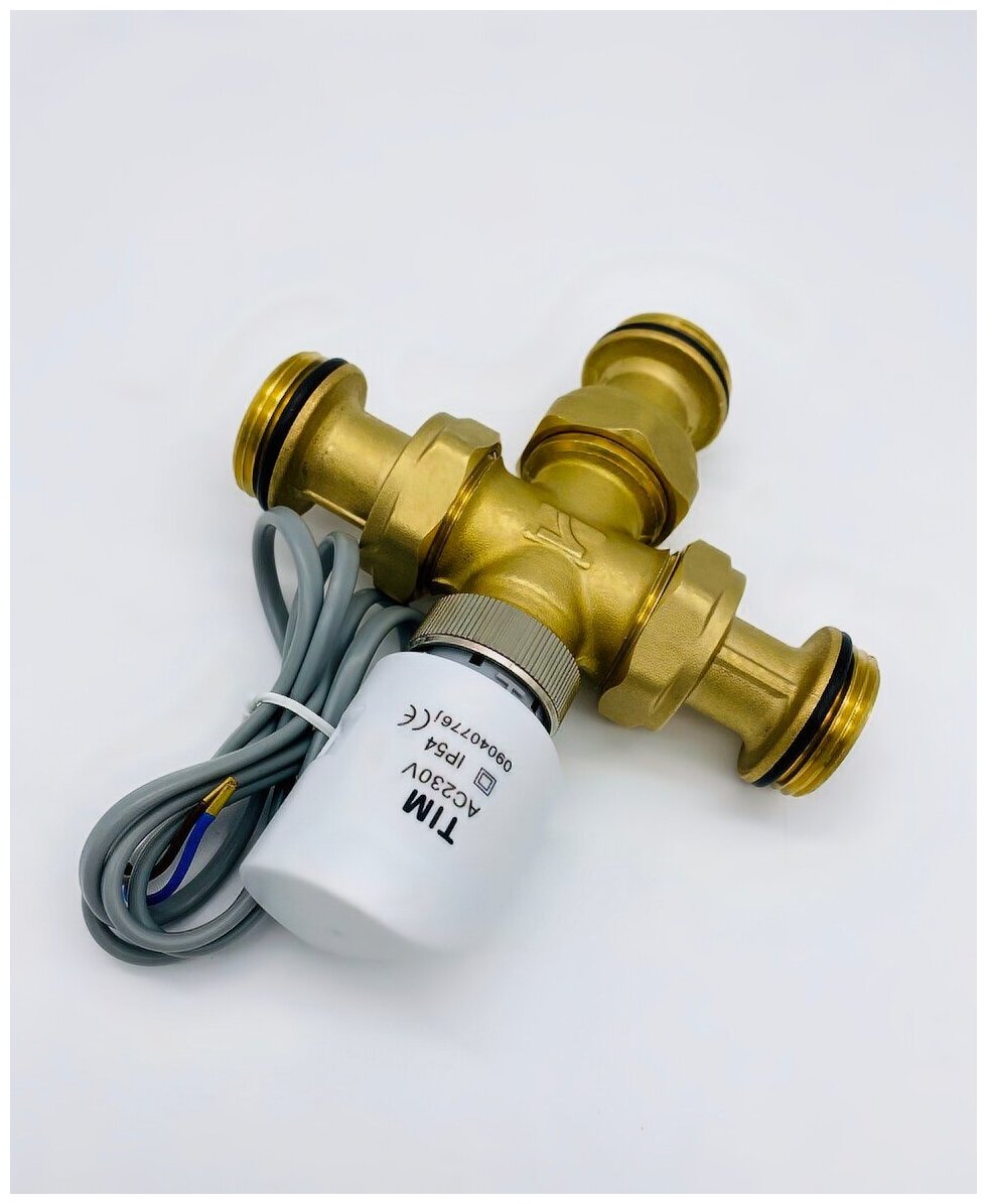 Термостатический разделительный клапан с электроприводом (зональный клапан) 3/4"НР TIM арт BL8803A
