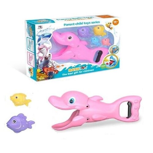 игрушка для купания розовый дельфин с рыбками в коробке 2578 b Игрушка для купания Розовый дельфин с рыбками в коробке