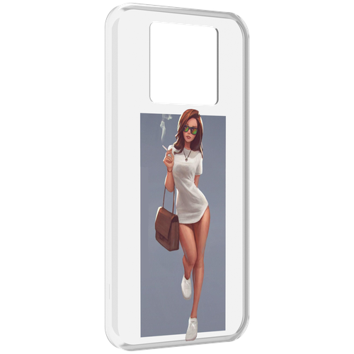 Чехол MyPads девушка-в-белой-футболке женский для Black Shark 3 5G / Black Shark 3S задняя-панель-накладка-бампер