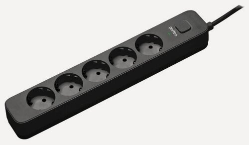 Изображение товара Сетевой фильтр Perfeo "POWER STREAM", 2500W, 1.5м, 5 розеток, черный (PF_C3964)