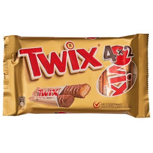 фото Батончик Twix с песочным печеньем и карамелью, 55 г, мультипак (4 шт.)