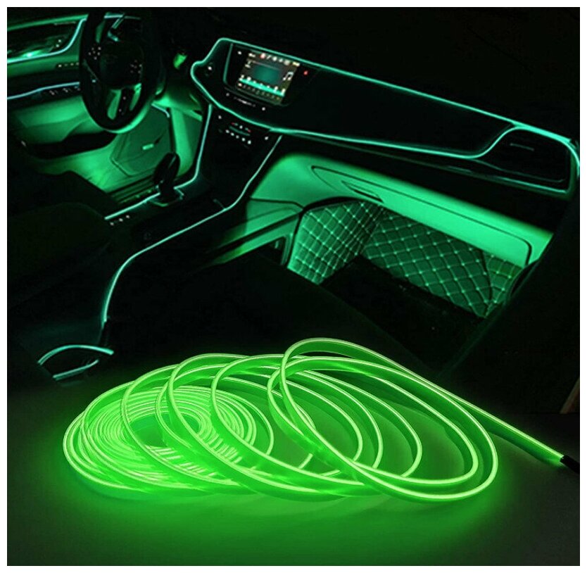 Светодиодная лента SmartElectronics 3м,12В,120 LED/m Неоновая лента в авто,машину,автомобиль/Зеленый - фотография № 2