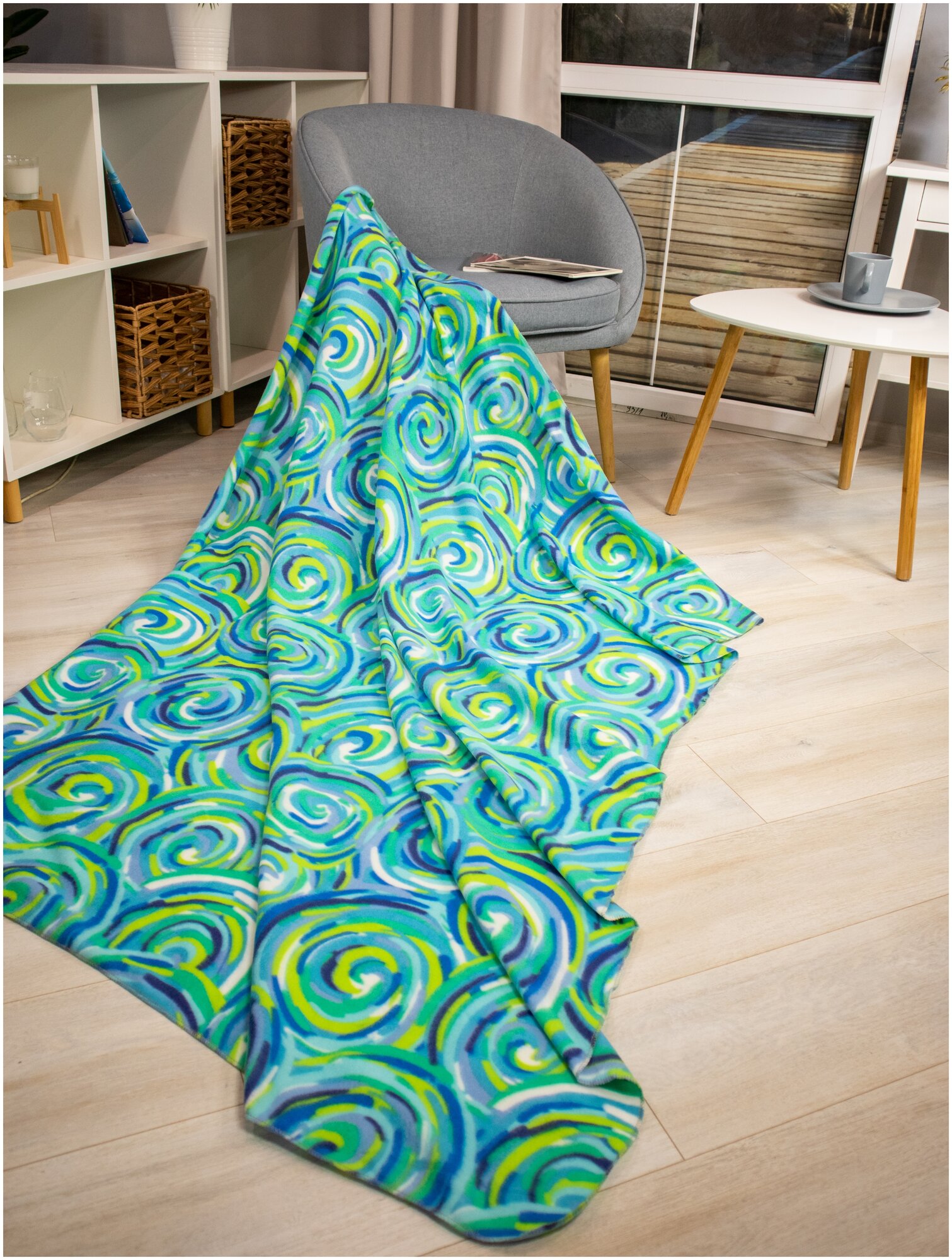 Плед-покрывало БельВита "Акварель", флис, мультиколор, 130x170см — фото 1