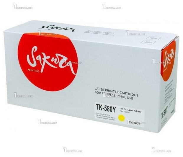 Картридж SAKURA TK-580Y желтый для Kyocera FS-5150DN/ 5250DN совместимый (2.8K) (1T02KTANL0) (SATK580Y)