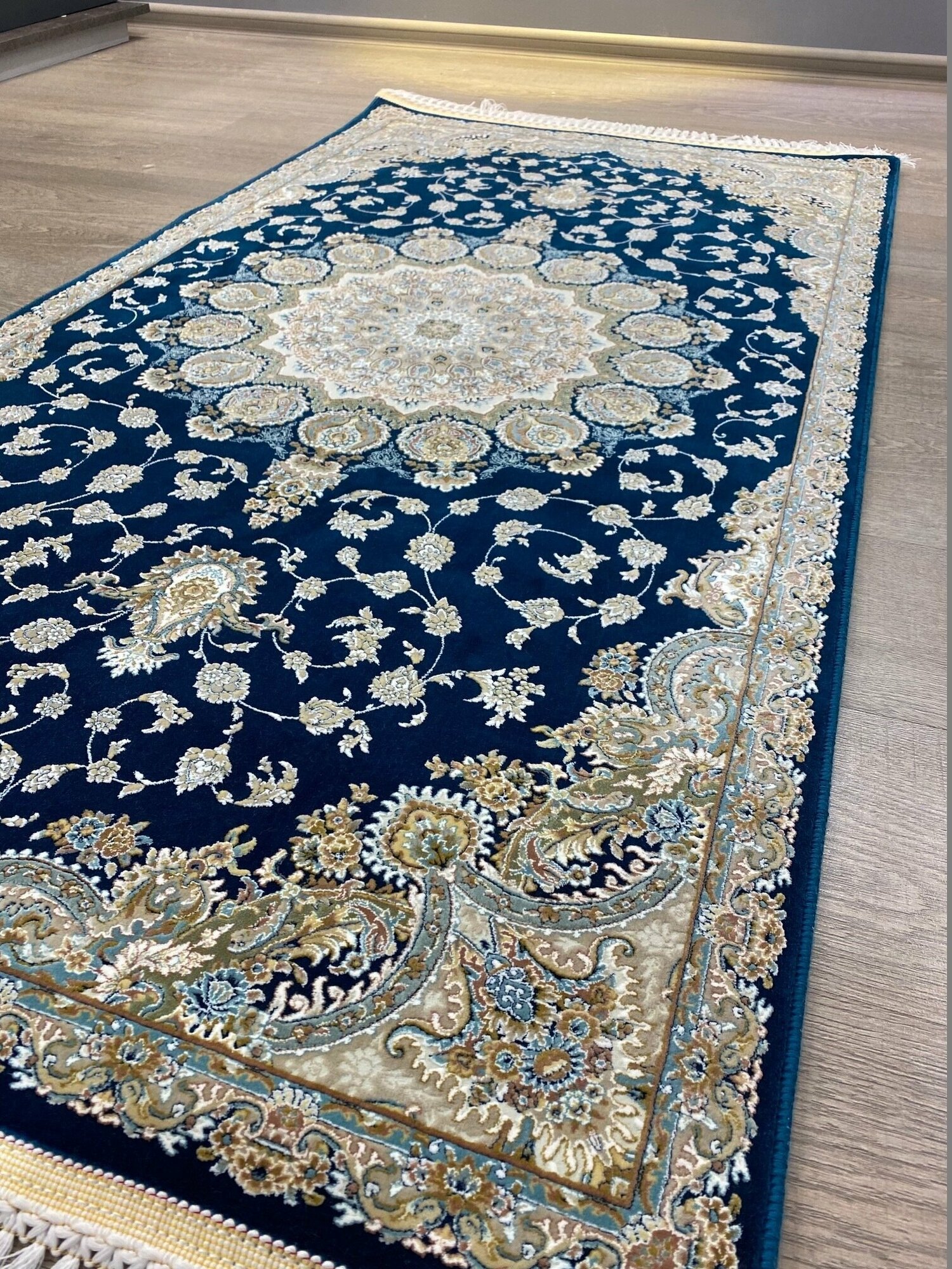 Иранский прикроватный коврик, 0.8 х 1.5 м, Прямоугольный , Blue - фотография № 2