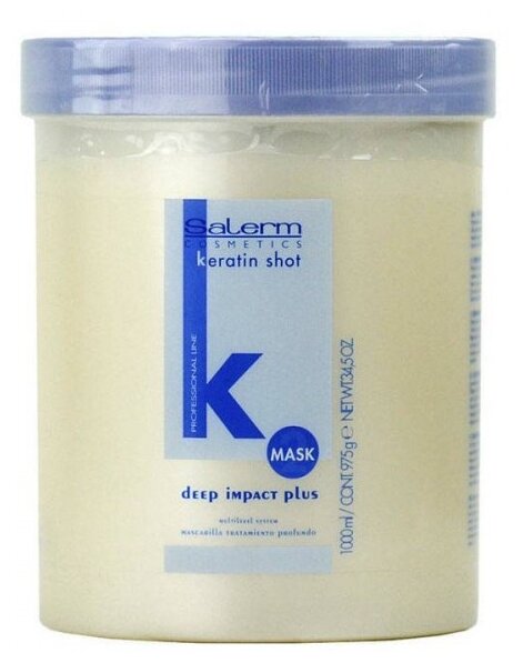 Salerm Cosmetics Keratin Shot Deep Impact Plus - Маска глубокого действия для волос, 1000 мл, банка