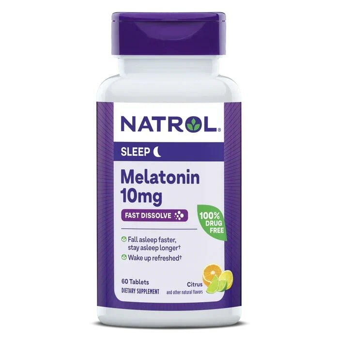 Natrol Melatonin 10mg F/D 60 tabs/ Быстрорастворимые таблетки мелатонина 10 мг 60 шт., цитрусовый