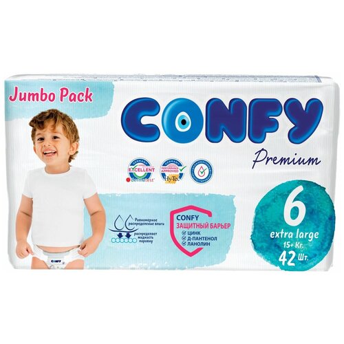 Подгузники Confy Premium Jumbo Размер 6 15+кг 42шт