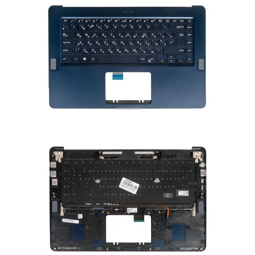 Клавиатура для ноутбука Asus UX550VD-1A с топкейсом подсветкой темно-синяя металл UK раскладкаRU лазерная гравировка 4158₽