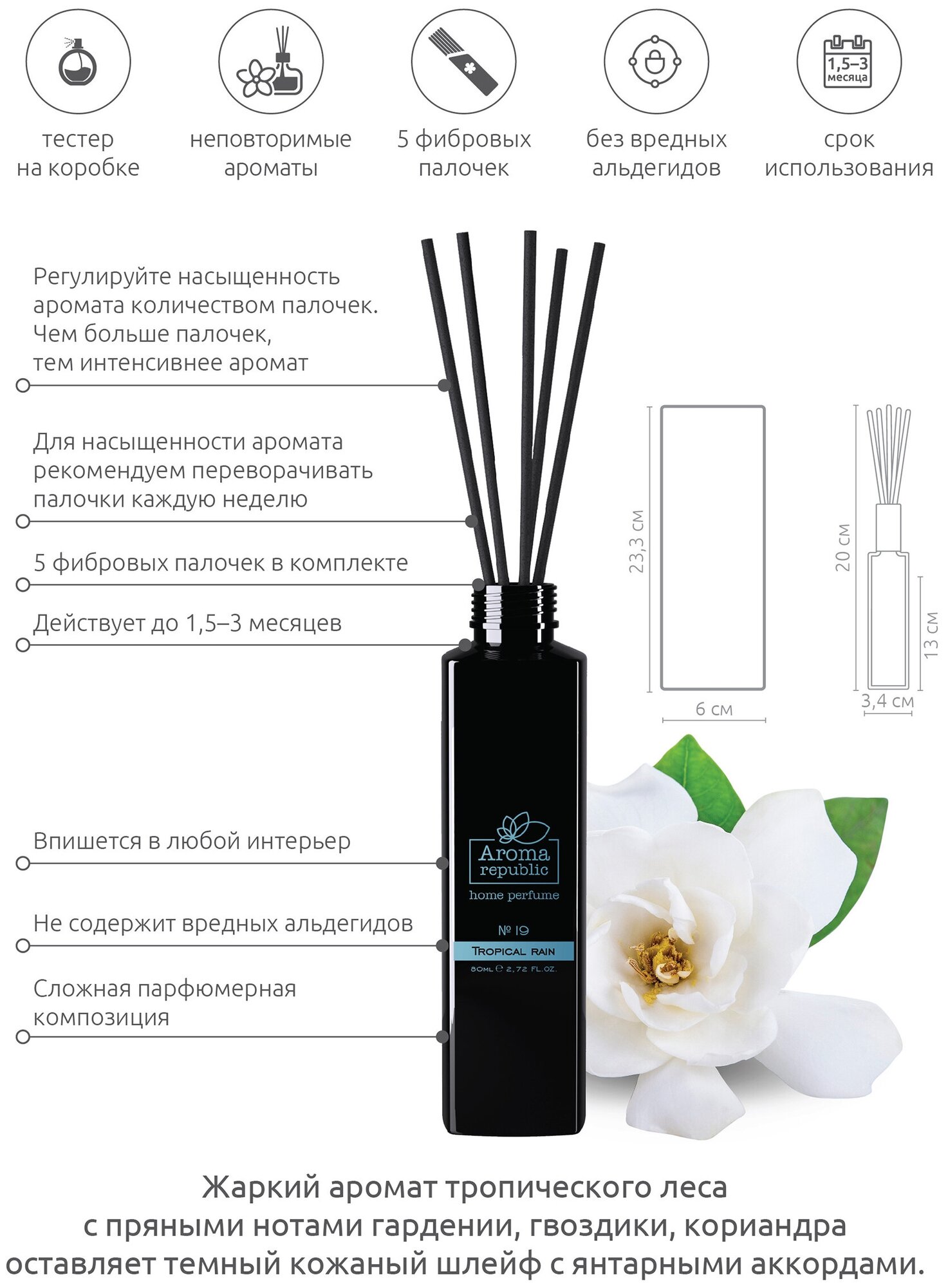 Аромадиффузор AROMA REPUBLIC 80 мл, №19 Tropical rain - фото №7