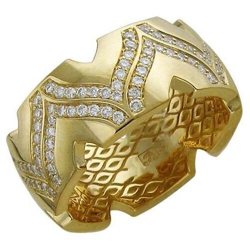 Кольцо из желтого золота 750 пробы с бриллиантами 01К645712. Размер 17.5