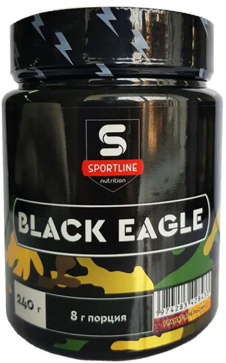 Предтренировочный комплекс SportLine Nutrition Black Eagle Апельсин-Гранат 240 гр