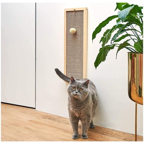 Когтеточка настенная сизалевая массив дерева бежевая