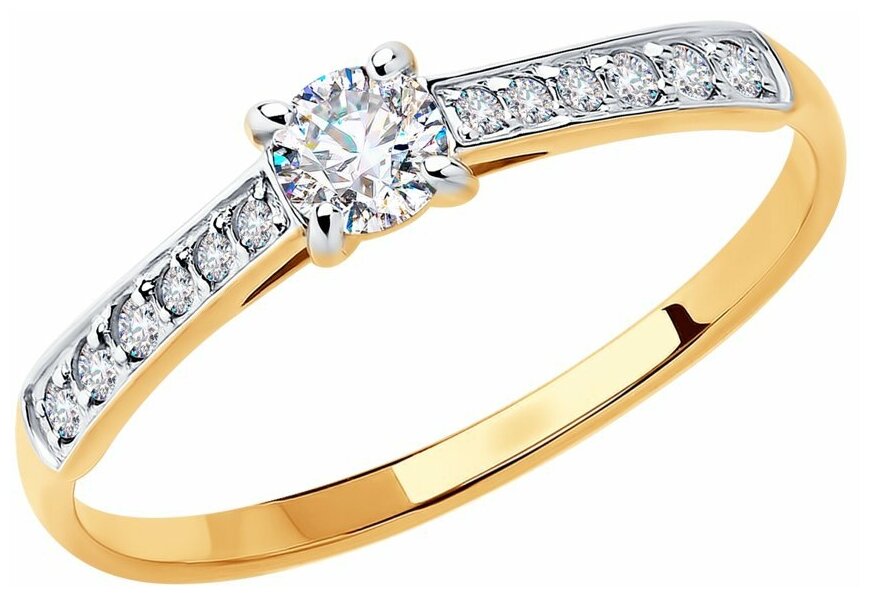 Кольцо Diamant, красное золото, 375 проба, фианит