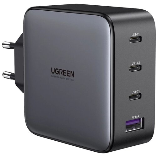 Сетевое зарядное устройство UGreen CD226, EU, серый сетевое зарядное устройство ugreen cd226 100 вт белый