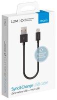 Кабель Deppa USB - microUSB (72211/72212) 1.2 м черный