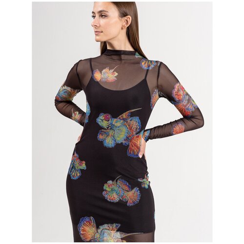 Платье REDKOE LEPOS. Цвет разноцветный с авторским принтом. Размер M