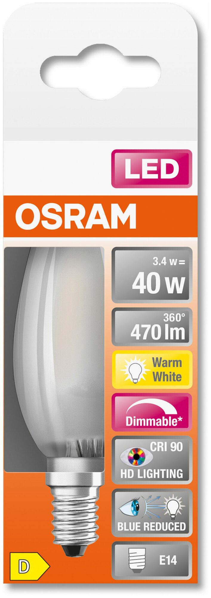 LED SUPERSTAR+ CL B GL FR 40 dim 34W/927 E14 Ra90 - LED лампа OSRAM