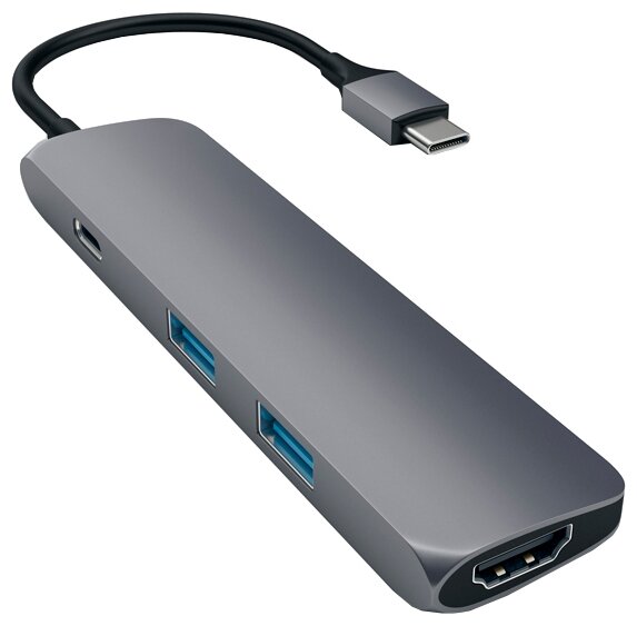 USB-концентратор Satechi Slim Aluminum Type-C Multi-Port Adapter 4K, разъемов: 4