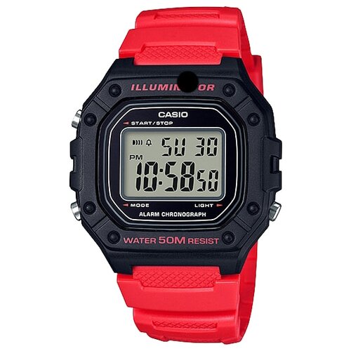 casio w 218h 3a Наручные часы CASIO Collection W-218H-4B, черный, красный