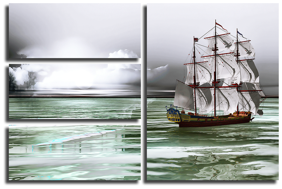 Модульная картина "Корабль в море"