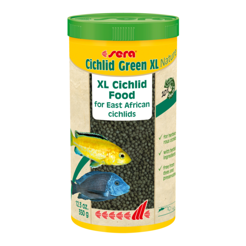 Корм для цихлид растительноядных Sera Cichlid Green XL Nature, гранулы, 1000 мл, 350 гр
