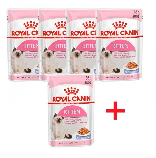 Влажный корм для котят Royal Canin Kitten, 5 шт. х 85 г (кусочки в желе)