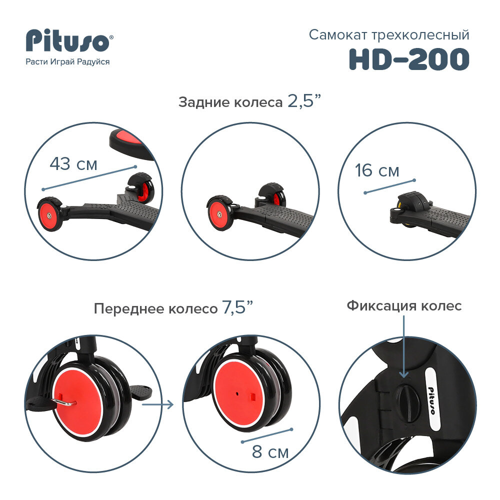 Самокат трехколесный Pituso HD-200 5в1 (цвета в ассорт.) Happy Baby - фото №4