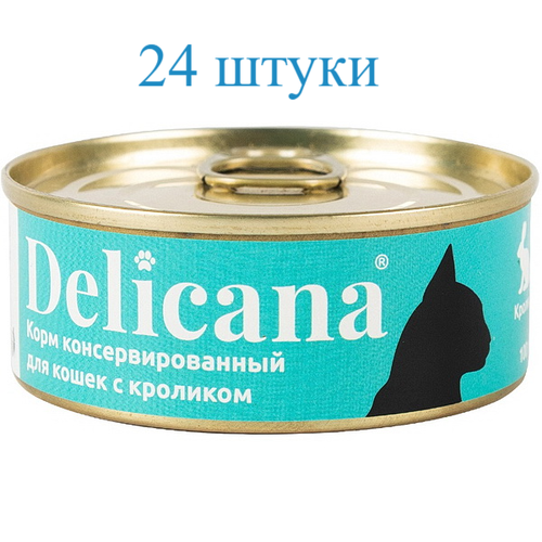 Delicana влажный корм для кошек, со вкусом кролика, 24 шт по 100 гр