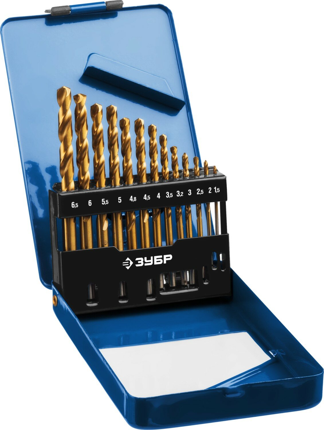 Набор сверл по металлу ЗУБР титан 1.5-6.5 мм сталь Р6М5 класс А титановое покрытие 13 шт