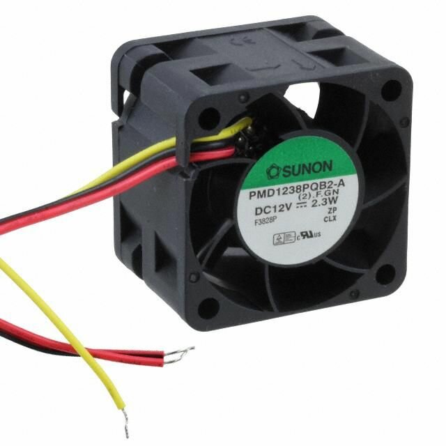 Вентилятор Sunon DC 12V 38x38x28mm Sq 12.6CFM 2.3W 42dBA 10000RPM Wire Leads PMD1238PQB2-A