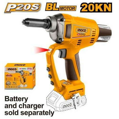 Зaклeпoчник аккумуляторный INGCO CRTLI2005 INDUSTRIAL 20 В 24070₽