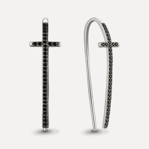 Изображение товара Серьги, серебро, 925 проба, родирование, кристалл