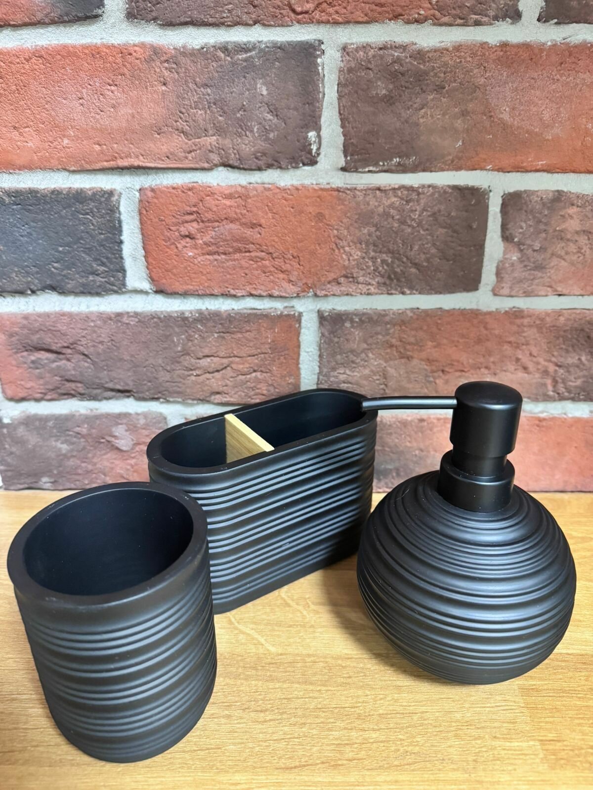 Набор аксессуаров для ванной комнаты, 3 предмета, черный