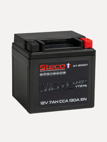 Изображение товара Мотоаккумулятор STECO YTZ7S, 7Ач, AGM, обратная полярность, пусковой ток 130А, 2026г