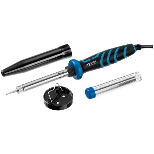 ЗУБР 40 Вт в наборе припой подставка 2к рукоятка конус керамический нагреватель электропаяльник Профессионал 55402-40 85700₽