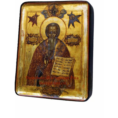 Освященная икона на дереве ручной работы - Святой Нектарий Пентапольский, Эгинский, арт А6600, 15х20х1,8 см