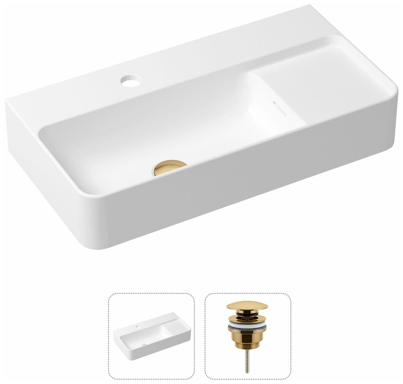 Комплект 2 в 1 Lavinia Boho Bathroom Sink 21520883: накладная фарфоровая раковина 60 см, донный клапан