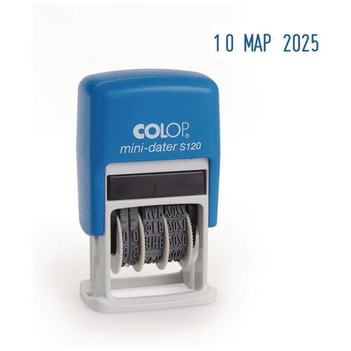 COLOP Датер-мини автоматический COLOP S 120, месяц буквами, высота шрифта 3.8 мм датер мини автоматический colop высота шрифта 3 8 мм пластиковый месяц буквами бистер синий