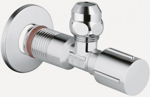 Изображение товара Угловой вентиль Grohe (22039000) с металлической розеткой и уплотнительным кольцом, 1/2'*3/8"