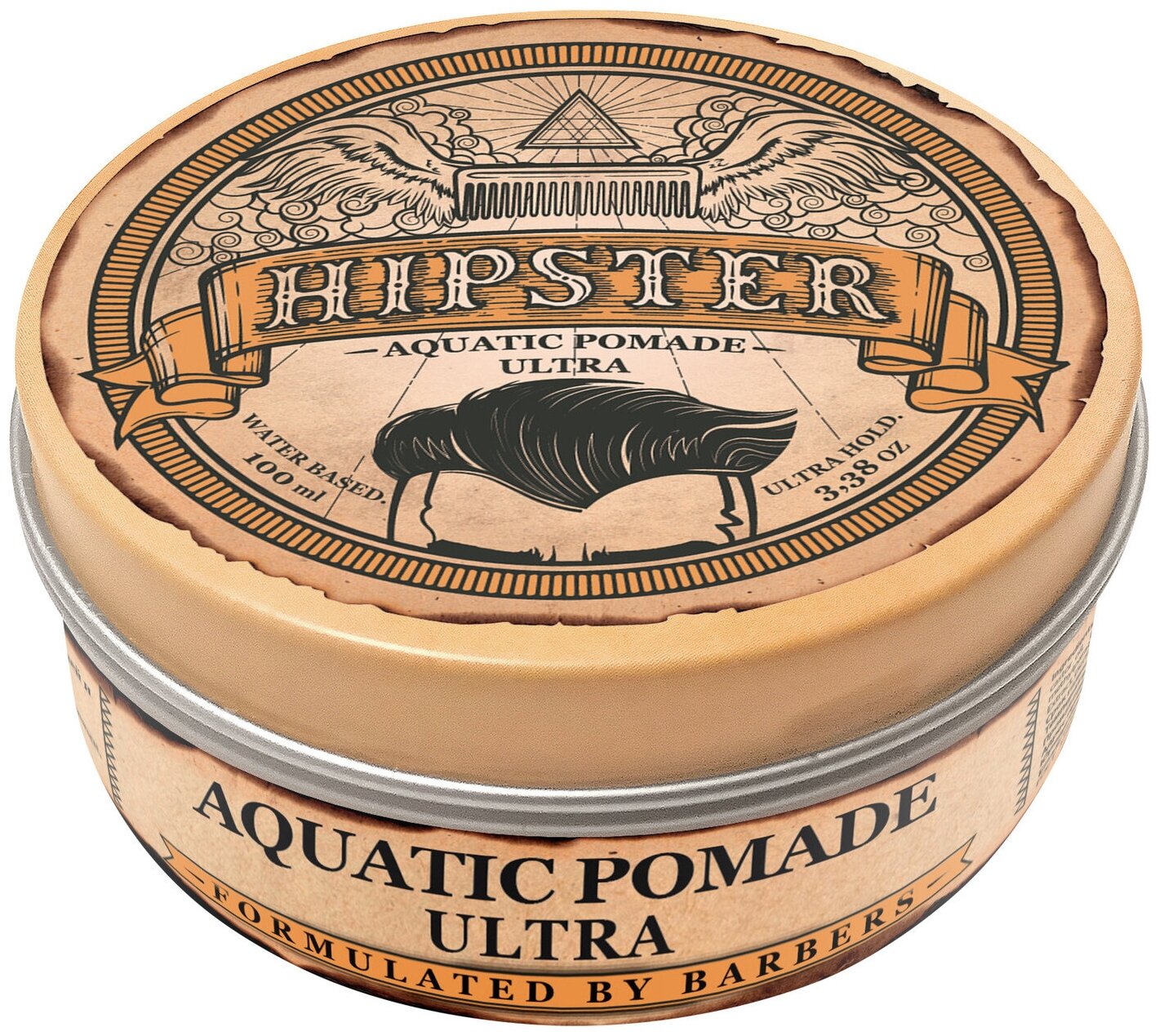 Hipster Помада для укладки волос Aquatic Pomade Ultra с сильной фиксацией и естественным блеском, 100 ml