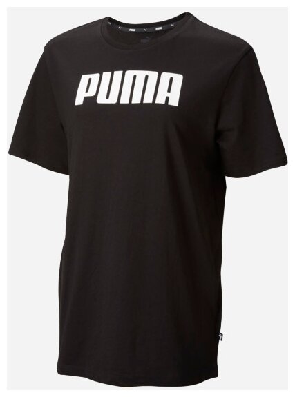 Футболка PUMA, силуэт свободный, без чашки, размер S, черный