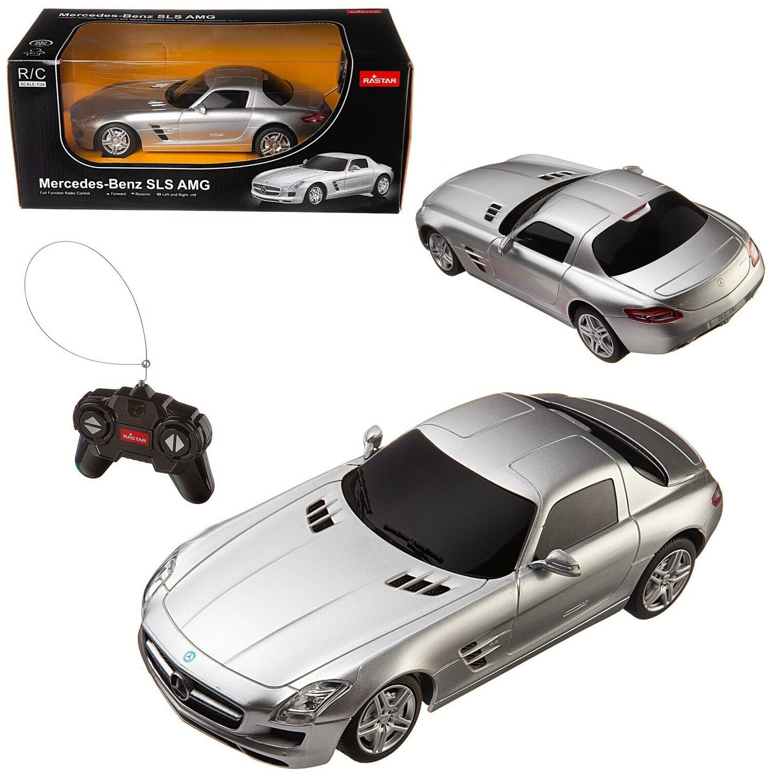 Машина р у 1:24 Mercedes SLS AMG, цвет серебряный 2.4G 40100S