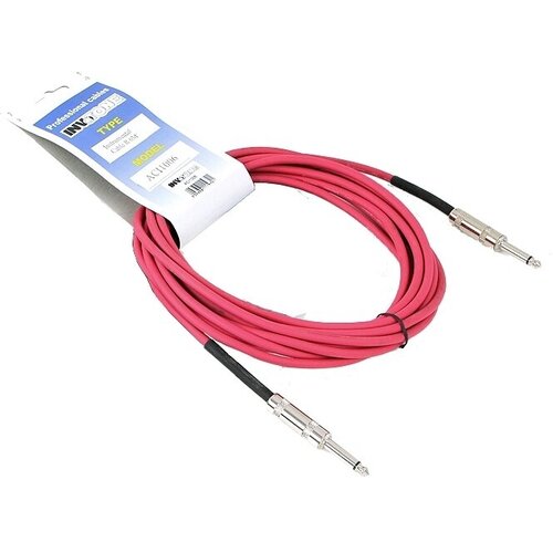 Invotone ACI1006R инструментальный кабель, mono jack 6,3 — mono jack 6,3, длина 6 м (красный) invotone aci1001r инструментальный кабель mono jack 6 3 mono jack 6 3 длина 1 м красный