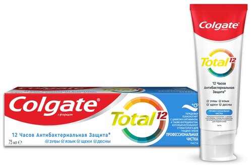 Зубная паста Colgate Total 12 Профессиональная чистка комплексная антибактериальная, 75 мл, 80 г, белый