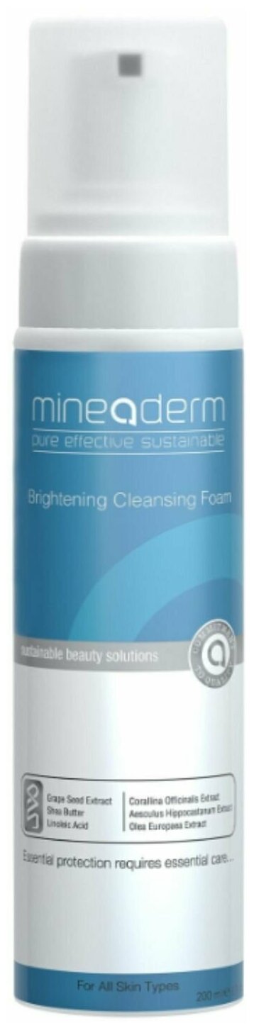 MINEADERM, Осветляющая пенка для ежедневного очищения 200мл / Brightening Cleansing Foam