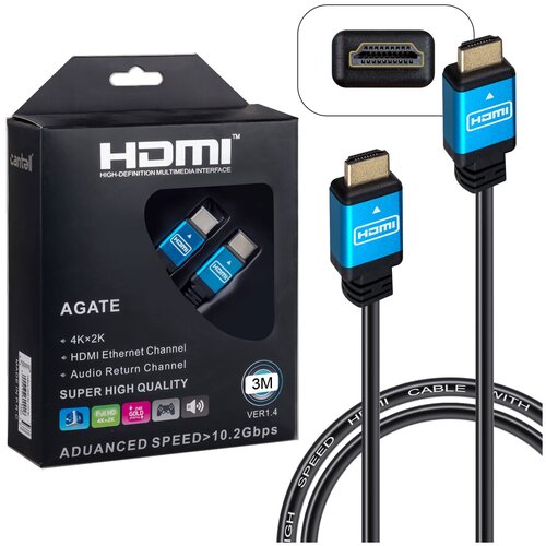 Высокоскоростной HDMI-кабель 4k x 2k, 3D, HD-Ethernet, 10.2 Gbps, 24K Gold Plating, длина 5м