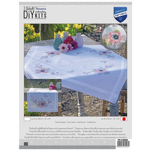Vervaco Набор для вышивания скатерти Летние цветы PN-0168658, 80 х 80 см