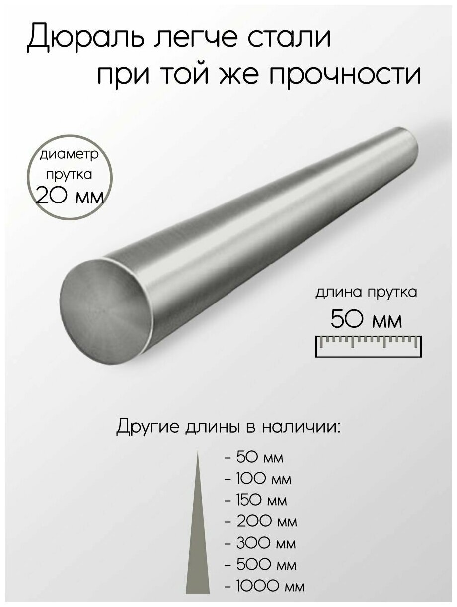 Алюминий дюраль Д16Т пруток круг диаметр 20 мм 20x50 мм